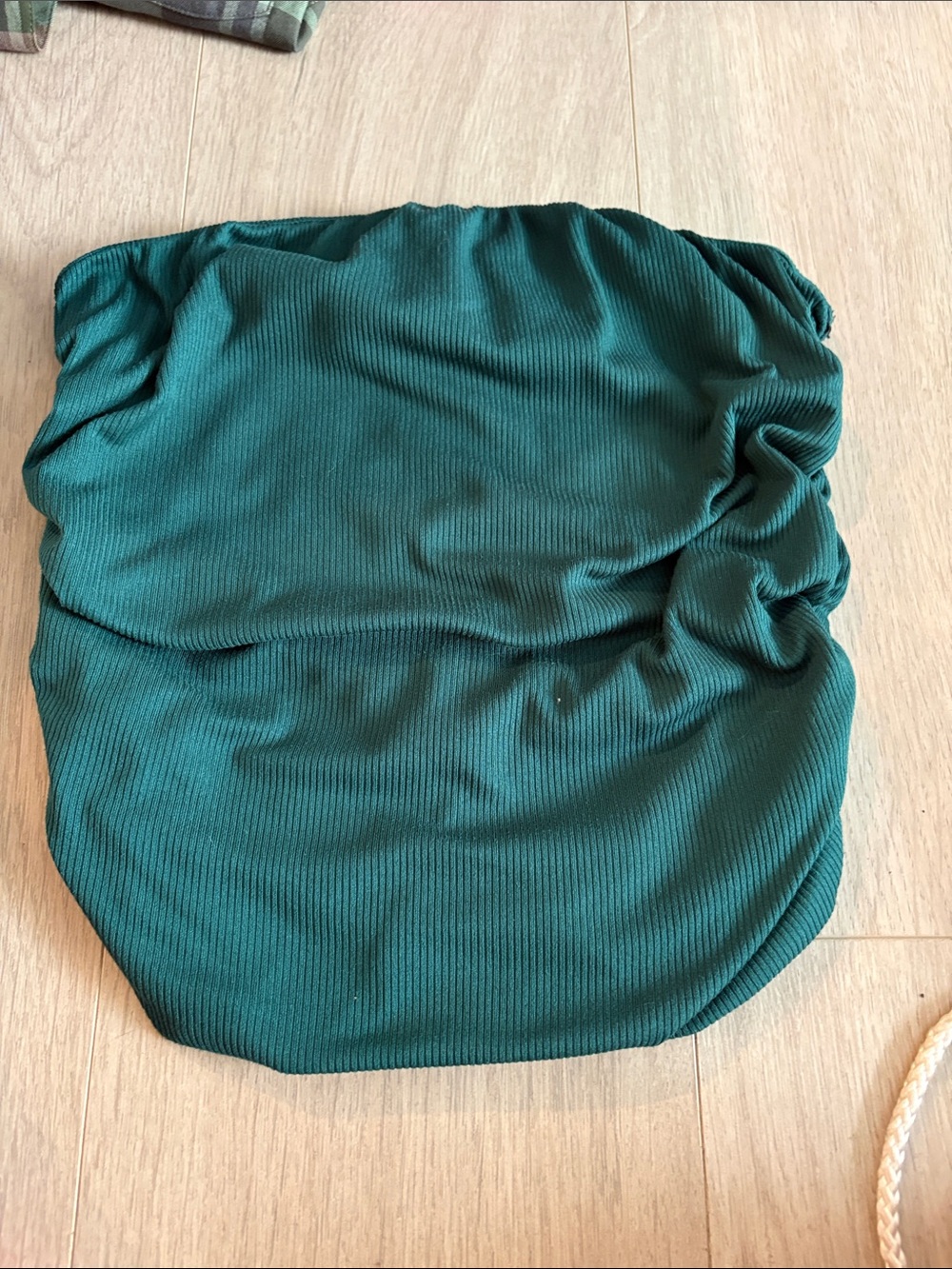 Eclipse Teal Green Ribbed Strapless Crop Top